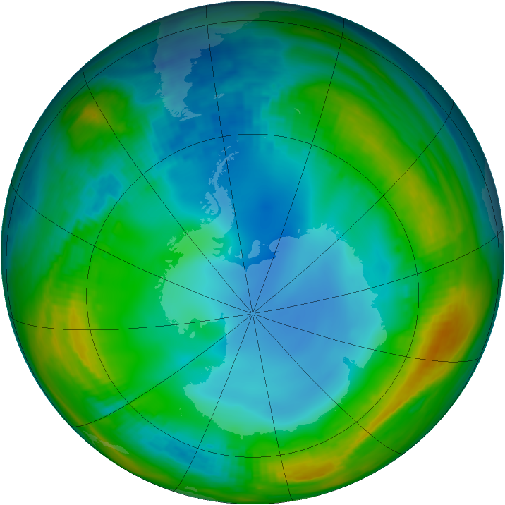 Antarctic ozone map for 14 July 1988
